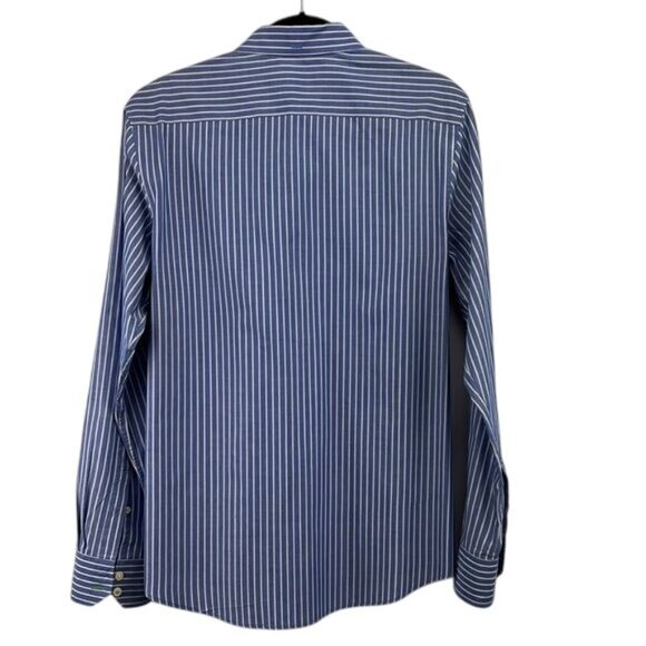 Ben Sherman Blue White Stripe Dress Shirt Size M - Picture 2 of 2